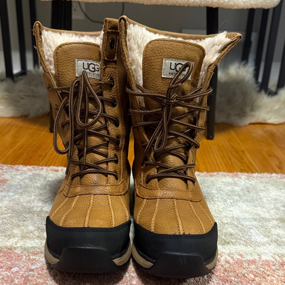 UGG Tan and Black Adirondack Lace-Up Waterproof Winter Boots